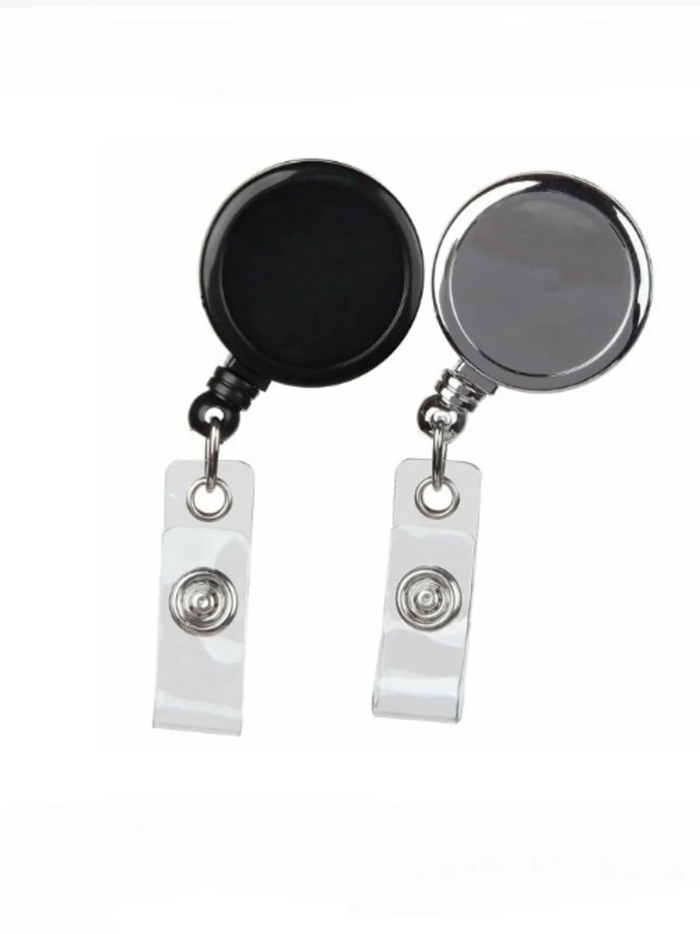 Retractable Badge Reel 2-Pack - Black & Chrome BNIB